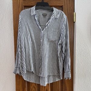 Style & Co. Black and White Striped Button Down Shirt